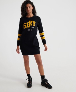 Superdry Applique Logo Knit Női Ruhák Sötétkék | RIFSJ5084